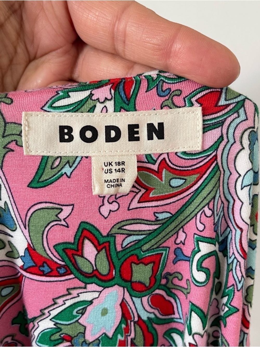 Garden Party Boden Pink and Green paisley print midi dress size 14 worn once - Picture 6 of 7